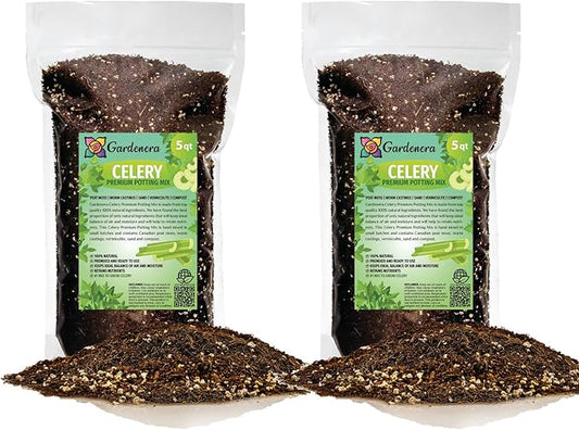 Premium Celery Potting Soil Mix - Optimal Nutrient-Rich Blend for Thriving and Crisp Celery Plants - 10 Quart-VerdiqueGarden