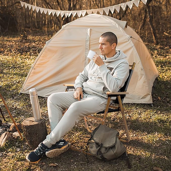 Outvita Portable Folding Camping Chair, Ultralight Low Beach Chair, Durable Aluminum Frame Armchairs for Hiking Concert Fishing Picnic, Supports 223Lbs-VerdiqueGarden