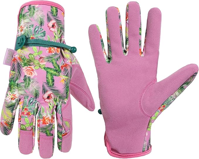 HLDD HANDLANDY Work Gloves for Women and Ladies, Leather Gardening Gloves Flexible Mechanic Working Gloves-VerdiqueGarden