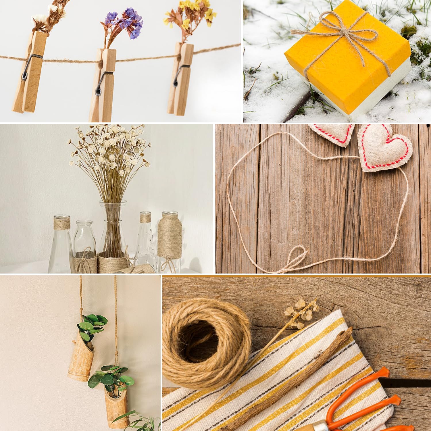 Natural Jute Twine 328 Feet Long String for Crafts Gift Wrapping Christmas Handmade Arts Decoration Packing String Home Decor （3mm * 328feet）-VerdiqueGarden