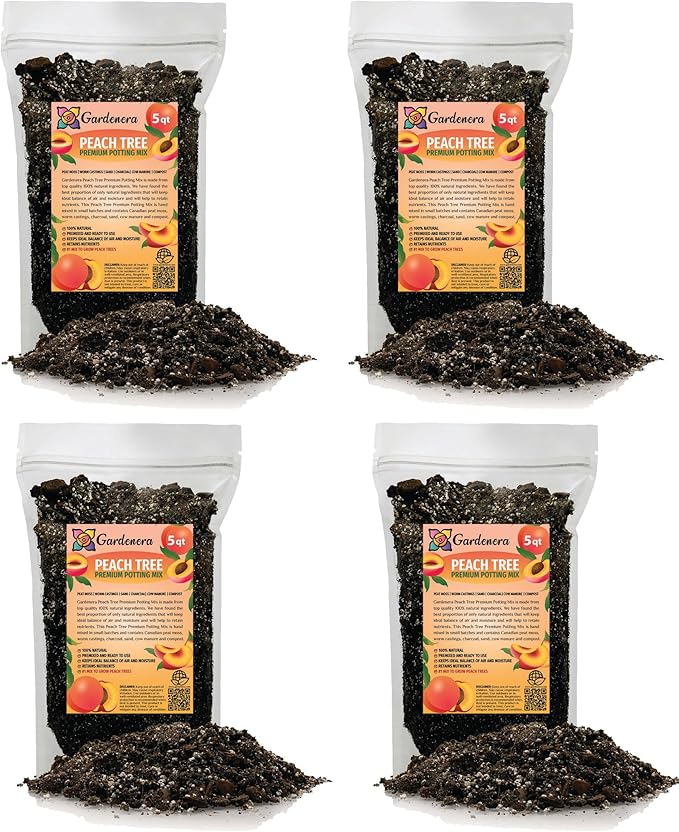 Premium Peach Potting Soil Mix - Optimal Nutrient-Rich Blend for Thriving and Juicy Peaches - 20 Quart-VerdiqueGarden