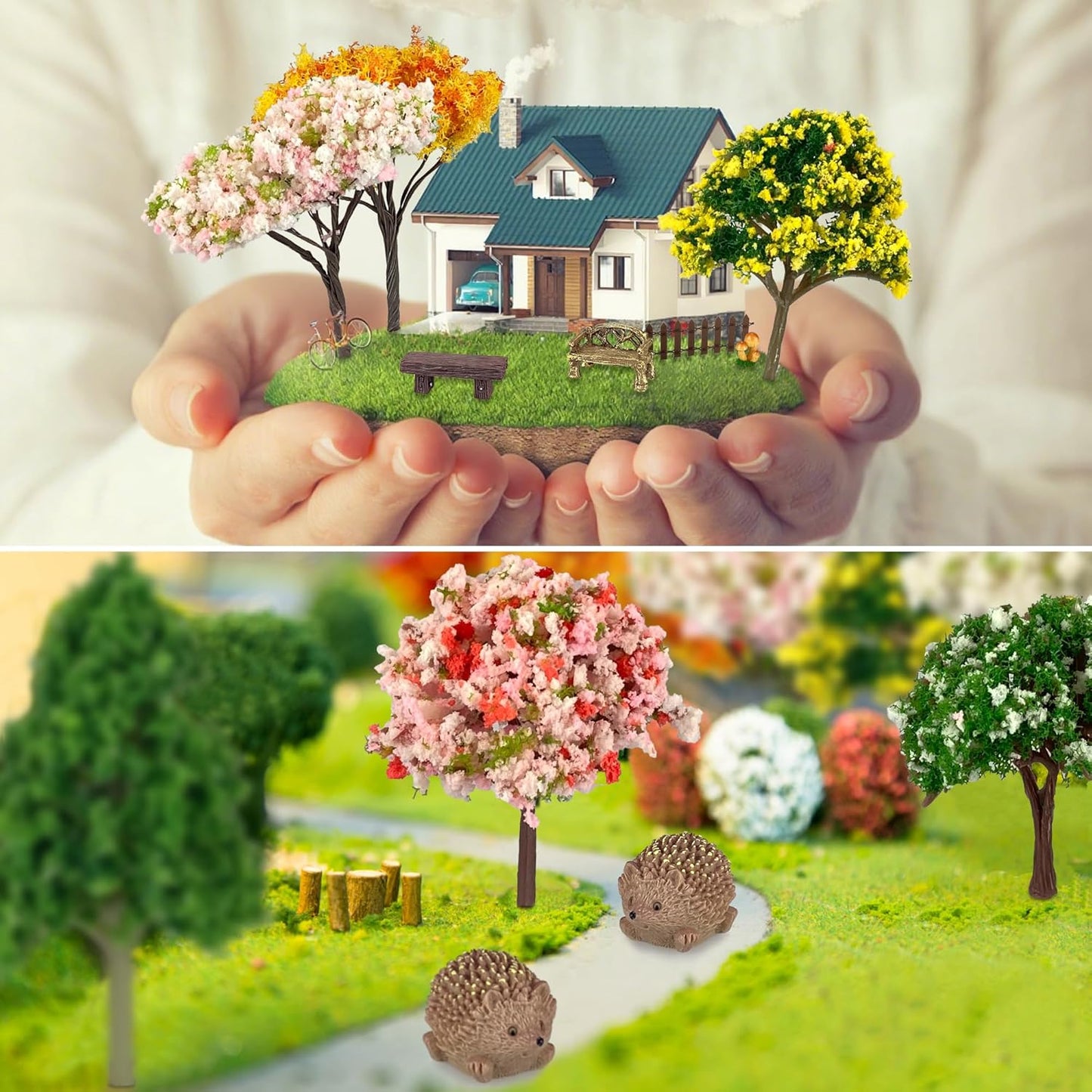 56 Pcs Fairy Garden Accessories, Mini Resin Animals Figures, Miniature Table and Chairs, Moss Bonsai Micro Landscape Ornaments Kit, Miniature Garden Kit, Terrarium Ornaments DIY Craft-VerdiqueGarden