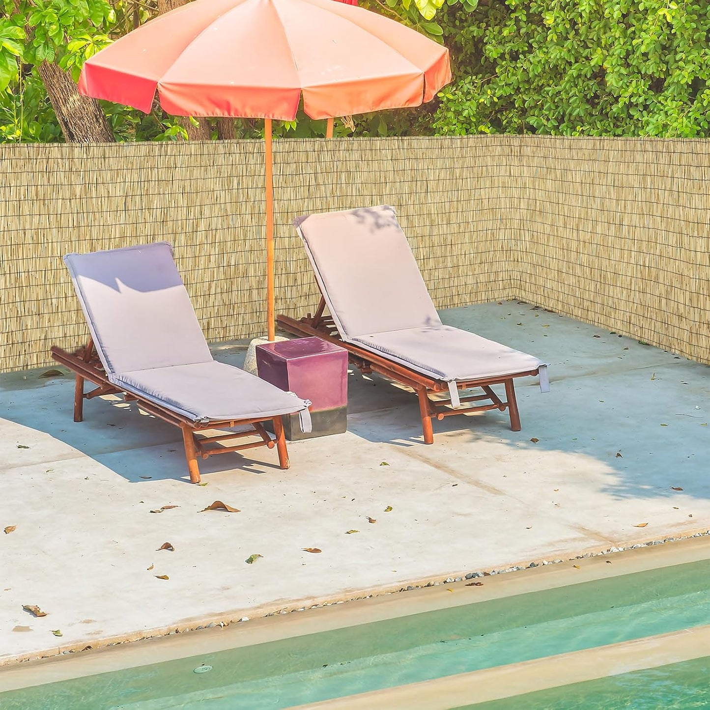 Natural 2 Pack 4FT X 16.4FT Reed Fencing Roll, Balcony Privacy Shade Reed Bamboo Fencing Garden Fence Border, Wind Block Sunshade Fence Screen for Outdoor Yard Patio Flower Bed Edge-VerdiqueGarden