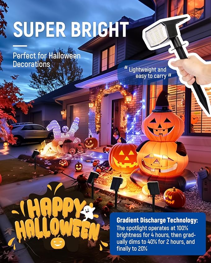 Solar spotlights Outdoor 63 LED 3 Lighting Modes, IP65 Waterproof Lighten Yard Garden House Garage Pathway for Christmas Decorations-6 Pack-VerdiqueGarden