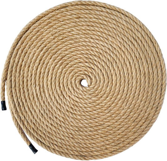 Jute Rope, 55 Feet 8mm Heavy Duty Twine - Perfect for Cat Scratching Posts, Crafts, Bundling, Gardening Decor and Hanging (8mm*55ft)-VerdiqueGarden