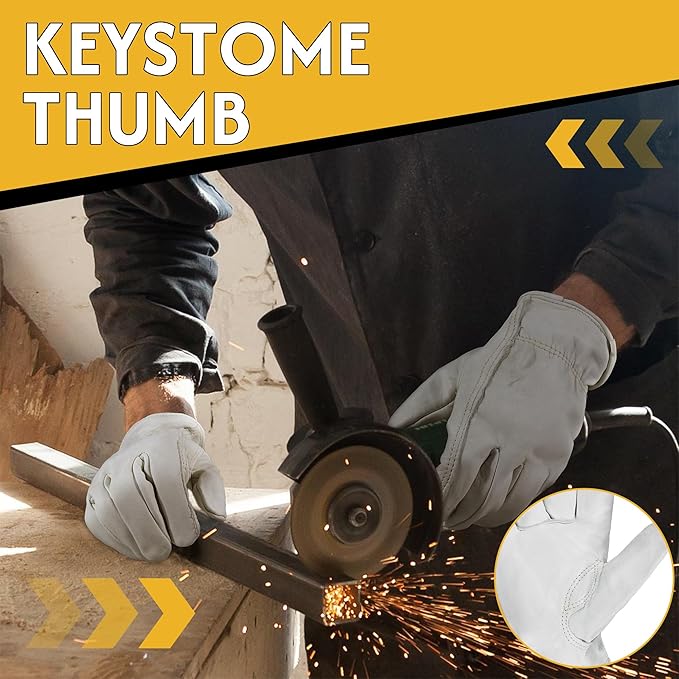 HLDD HANDLANDY Leather Work Gloves for Men & Women, Adjustable Wrist Cowhide Gardening Glove with Reinforced Palm for Driver-VerdiqueGarden