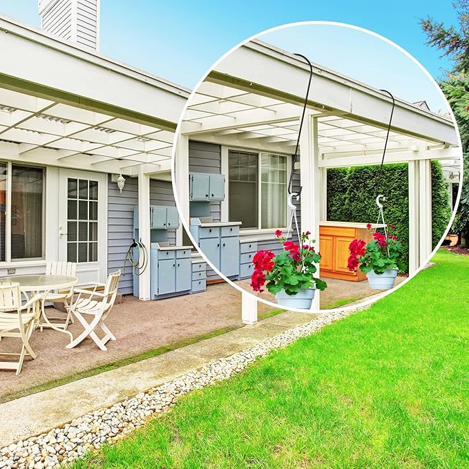 8 Pack 24 Inch Large Tree Branch Hooks Long S Hooks for Hanging Plants, Bird Feeder Hook for Tree, Metal Garden Hooks for Hanging Baskets, Plants, Lanterns Outdoor and Indoor Uses (Black)-VerdiqueGarden