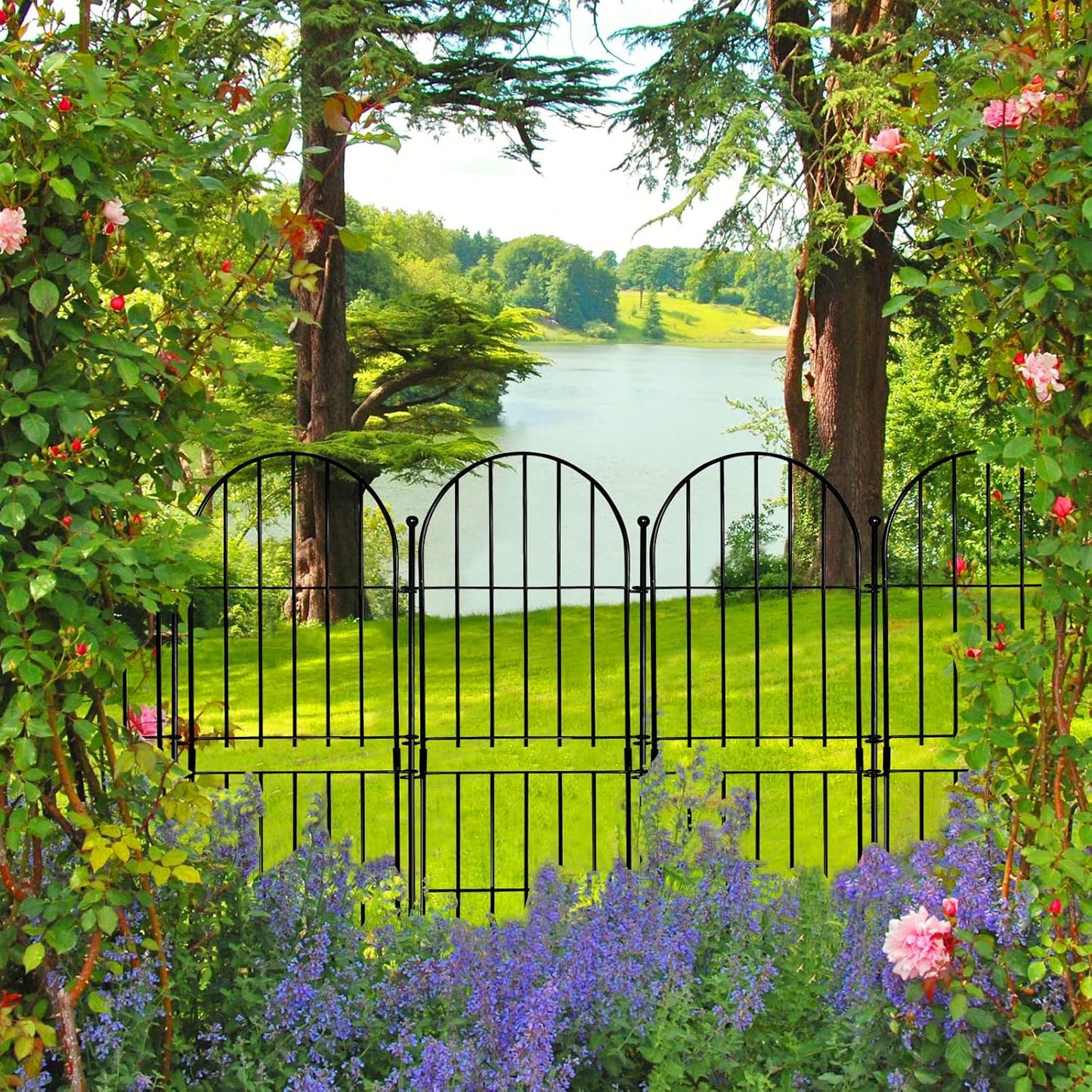 Decorative Garden Fence 31in (H) x10ft (L), 10 Pack No Dig Fence Animal Barrier for Dog, Arched Flower Bed Edging, Wire Border Panel Fencing for Yard Patio Outdoor Decor-VerdiqueGarden