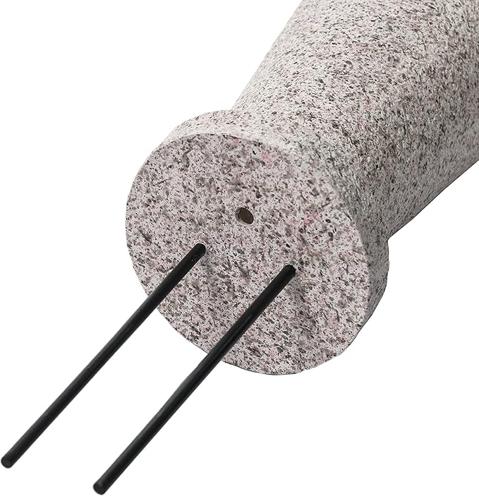 Cemetery Vase with Stakes - Plastic Flower Vases with 2 Ground Spikes, Draining Holes - for Garden, Lawn, Yard - Memorial Grave Decorations 12.7x3.4x3.9, Grey Granite Design-VerdiqueGarden