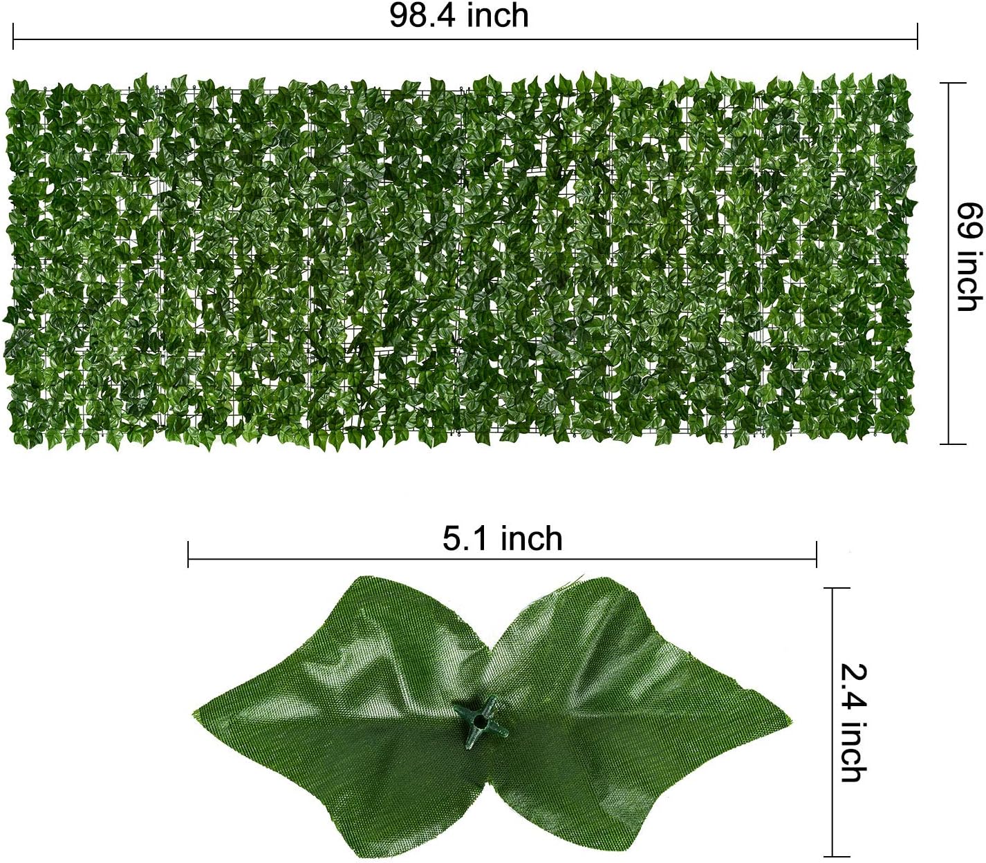 DearHouse Artificial Ivy Privacy Fence. 98.4x69in Artificial Hedges Fence and Faux Ivy Vine Leaf Decoration for Outdoor Indoor Garden Decor-VerdiqueGarden