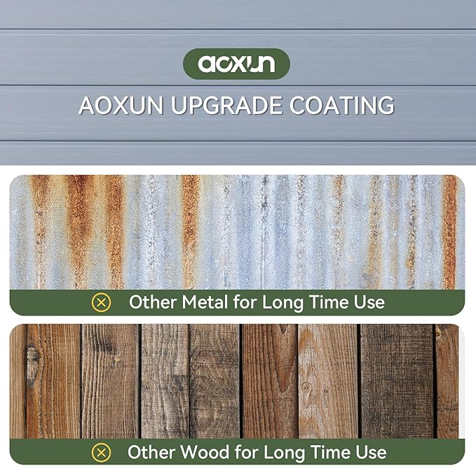 Aoxun 4'x6' Resin Outdoor Storage Shed Utility Tool Shed Storage House, Multi-Purpose Utility Tool House Applicable for Bike, Clutter Storage for Backyard, Patio - Gray-VerdiqueGarden