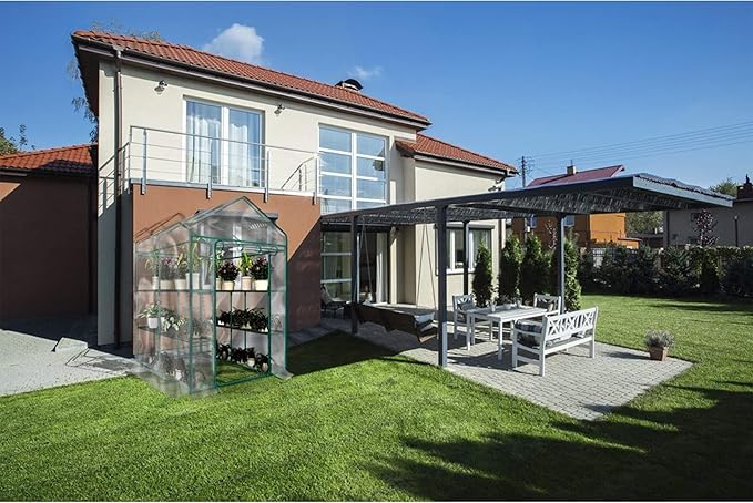 Home-Complete 514537FXW Walk-in Greenhouse-Indoor Outdoor with 8 Sturdy Shelves-Grow Plants, Seedlings, Herbs, or Flowers in Any Season-Gardening Rack, Green-VerdiqueGarden