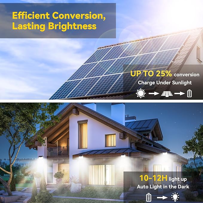 TECKNET Super Bright Solar Lights Outdoor 3 Pack, 2×231 LED and 1×416 LED, 300° Angle & 3 Lighting Modes Motion Sensor Outdoor Lights, Waterproof for for Fence Front Door Yard Deck Garden Garage-VerdiqueGarden