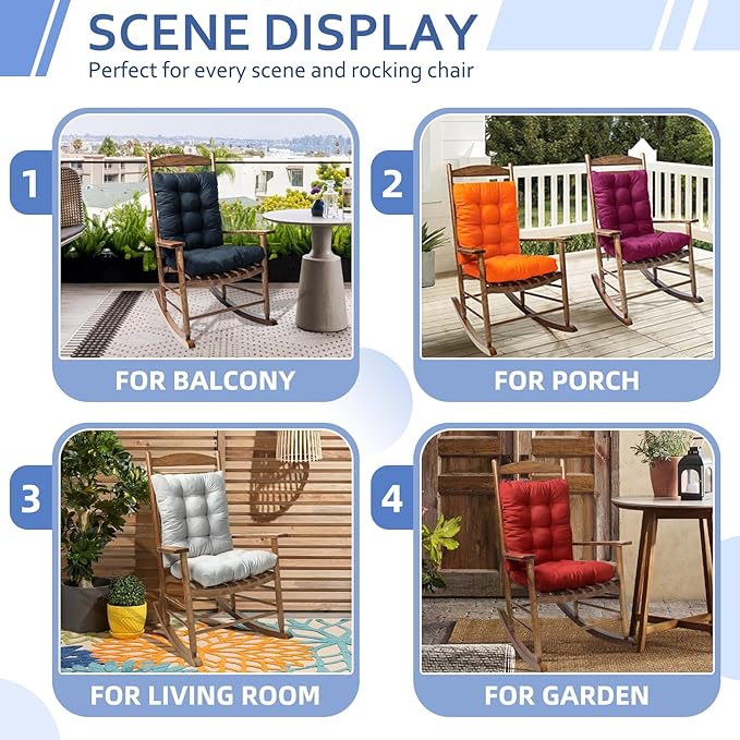Yellow Rocking Chair Cushion Indoor Outdoor High Back Seat Pad Soft Chair Cushion for Patio Porch Garden Kitchen Office-VerdiqueGarden
