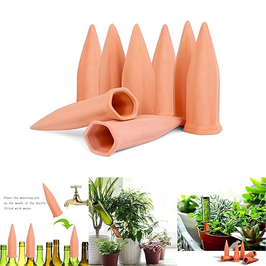 10 Pcs Clay Self Watering Planter Insert Self Watering Spikes Vacation Plant Watering Devices Used in Holidays-VerdiqueGarden