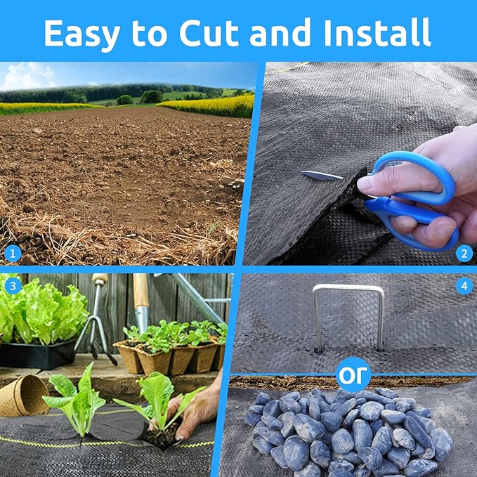 1.3ft x50ft Black Weed Barrier Landscape Premium Fabric-Heavy Duty Woven Ground Cloth with Superior Permeability Weed Control Convenient Design-VerdiqueGarden