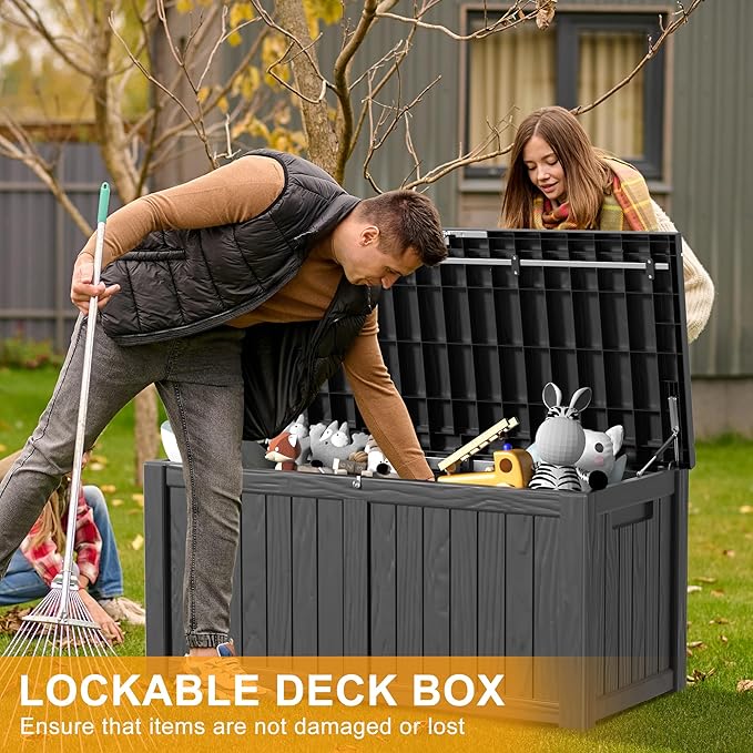 120 Gallon Outdoor Storage Box – Waterproof Deck Box for Patio & Garden,Black-VerdiqueGarden