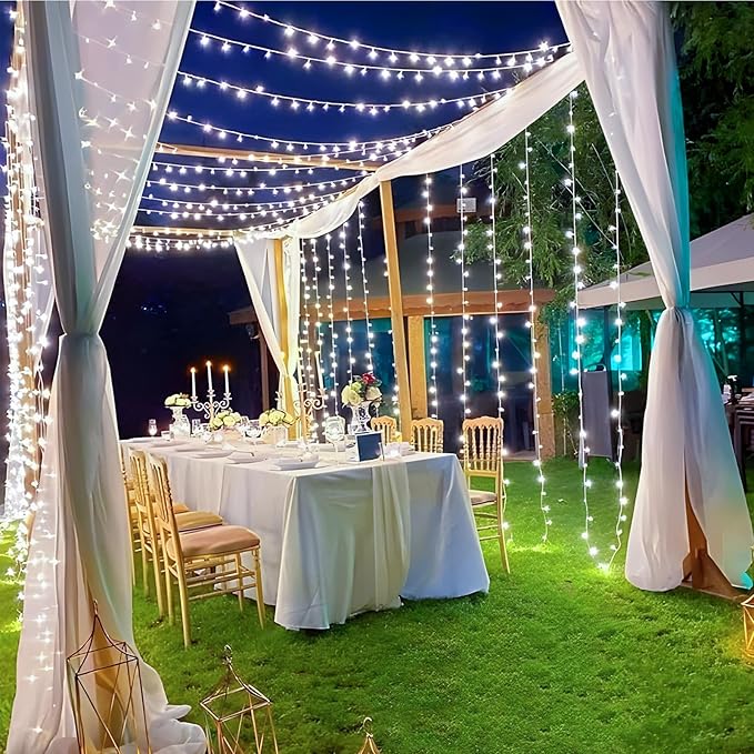 KNONEW 403ft 1000 LED String Lights Outdoor Christmas Lights 8 Modes & Timer Fairy Light Plug in Waterproof LED String Lights for Xmas Yard Tree Wedding Party Holiday Decorations (Cool White)-VerdiqueGarden