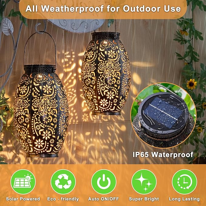 Owl Solar Outdoor Lantern Waterproof, Garden Decor Gifts for Women, LED Metal Garden Solar Lights for Porch, Yard, Patio Ornaments, Mothers Day Gifts for Mom Grandma (Antique Bronze,1Pack)-VerdiqueGarden