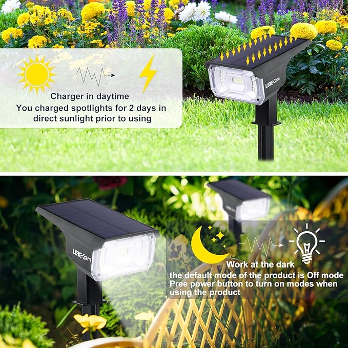 Solar Spot Lights, IP65 Waterproof 40 LEDs Landscape Spotlights,USB & Solar Powered Wall Lights Dark Sensing Auto On/Off,3 Modes Outdoor Solar Garden Lights for Yard Porch 2 Pack-VerdiqueGarden