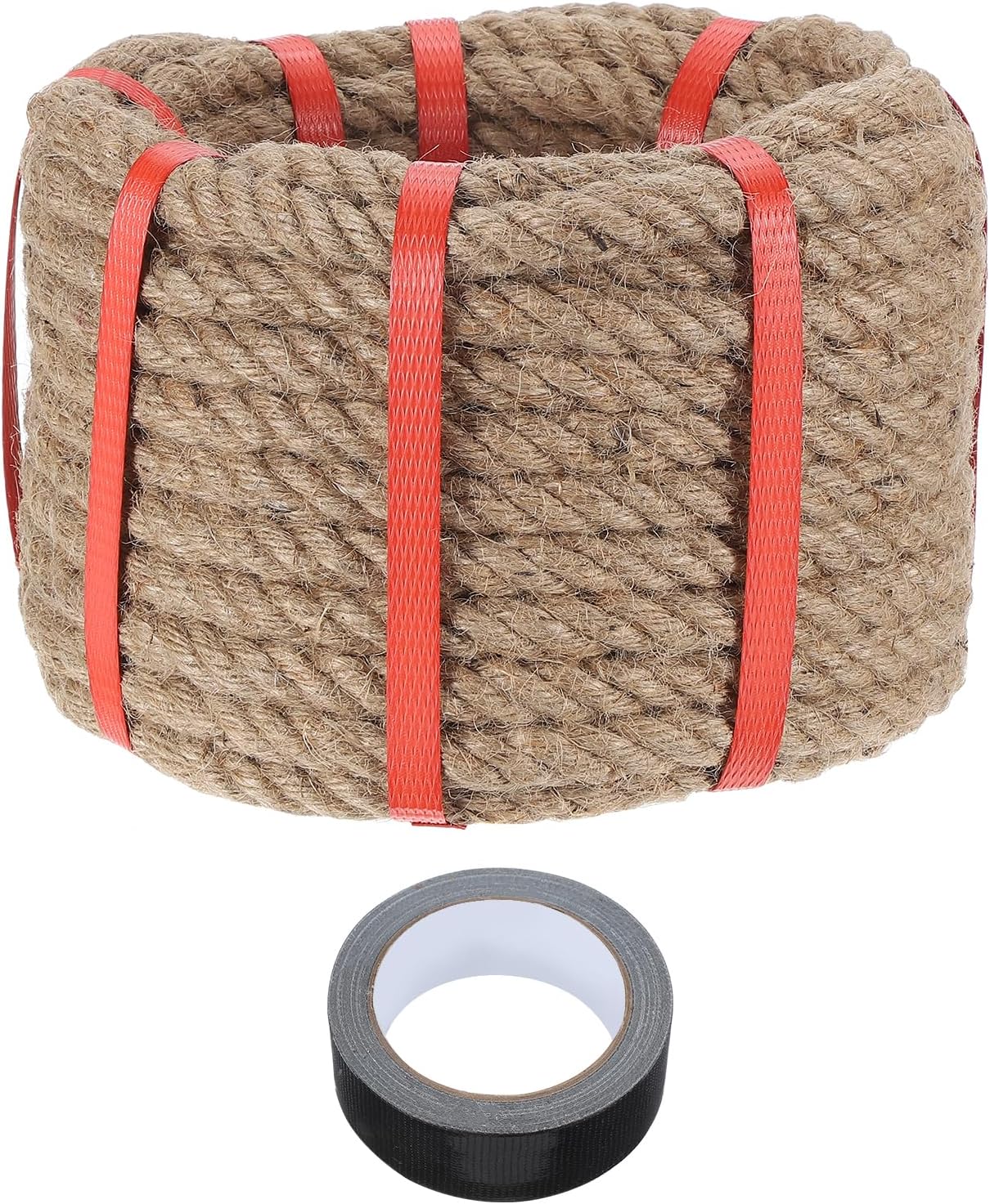 MECCANIXITY Jute Rope 0.5 Inch x 49ft, Thick Twine Rope Ropes Braided Jute Twine Natural Brown Burlap Cord String Heavy Twisted with Tape for Decorative Crafts Railing Swing Tug of War-VerdiqueGarden