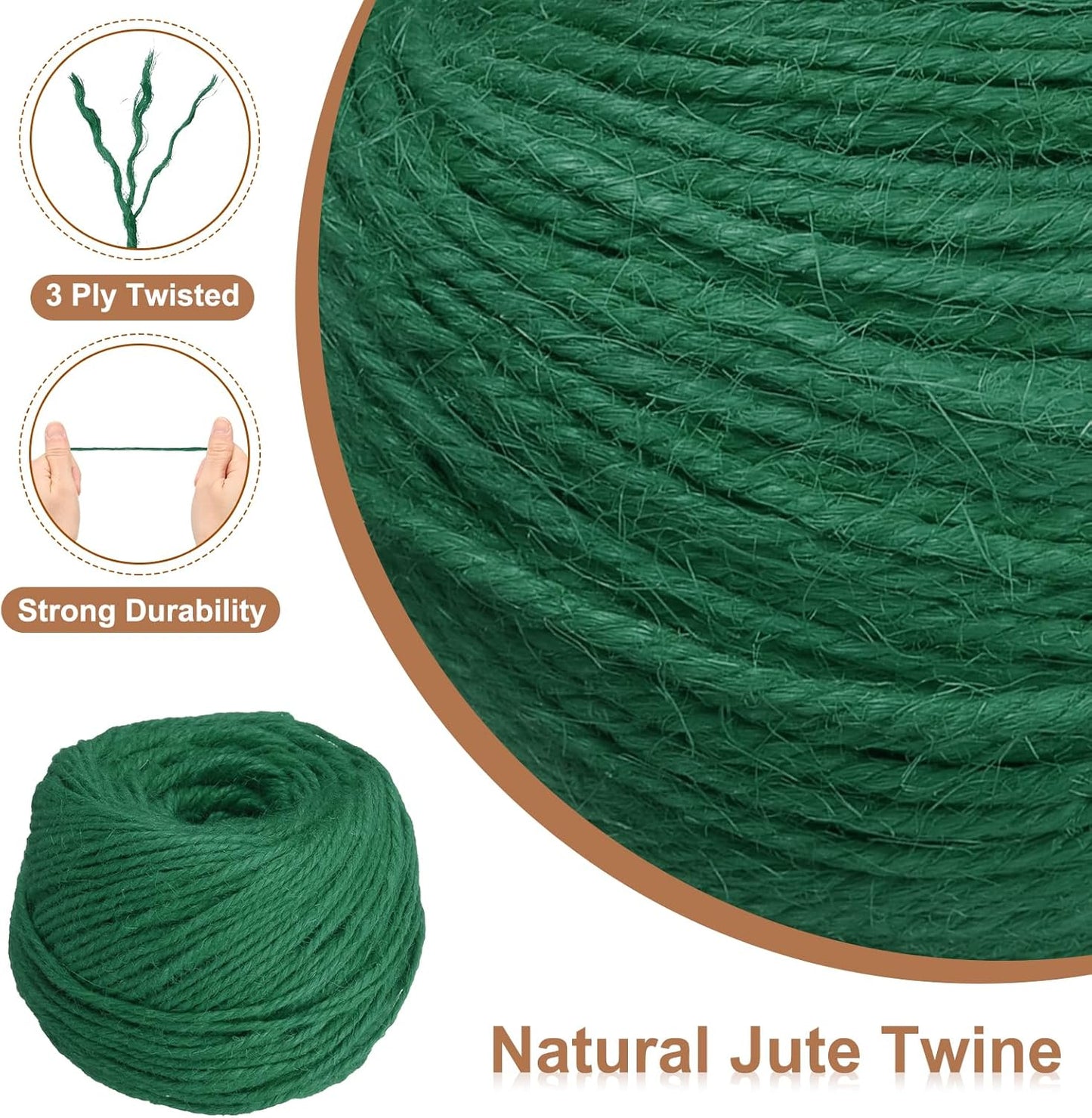 uxcell 328 Feet Natural Jute Twine String,3mm Thin Garden Twine Rope Colored Plant String Cord for DIY Art Crafts Gift Wrapping Decoration Packing Gardening Plant Hanger,Dark Green-VerdiqueGarden