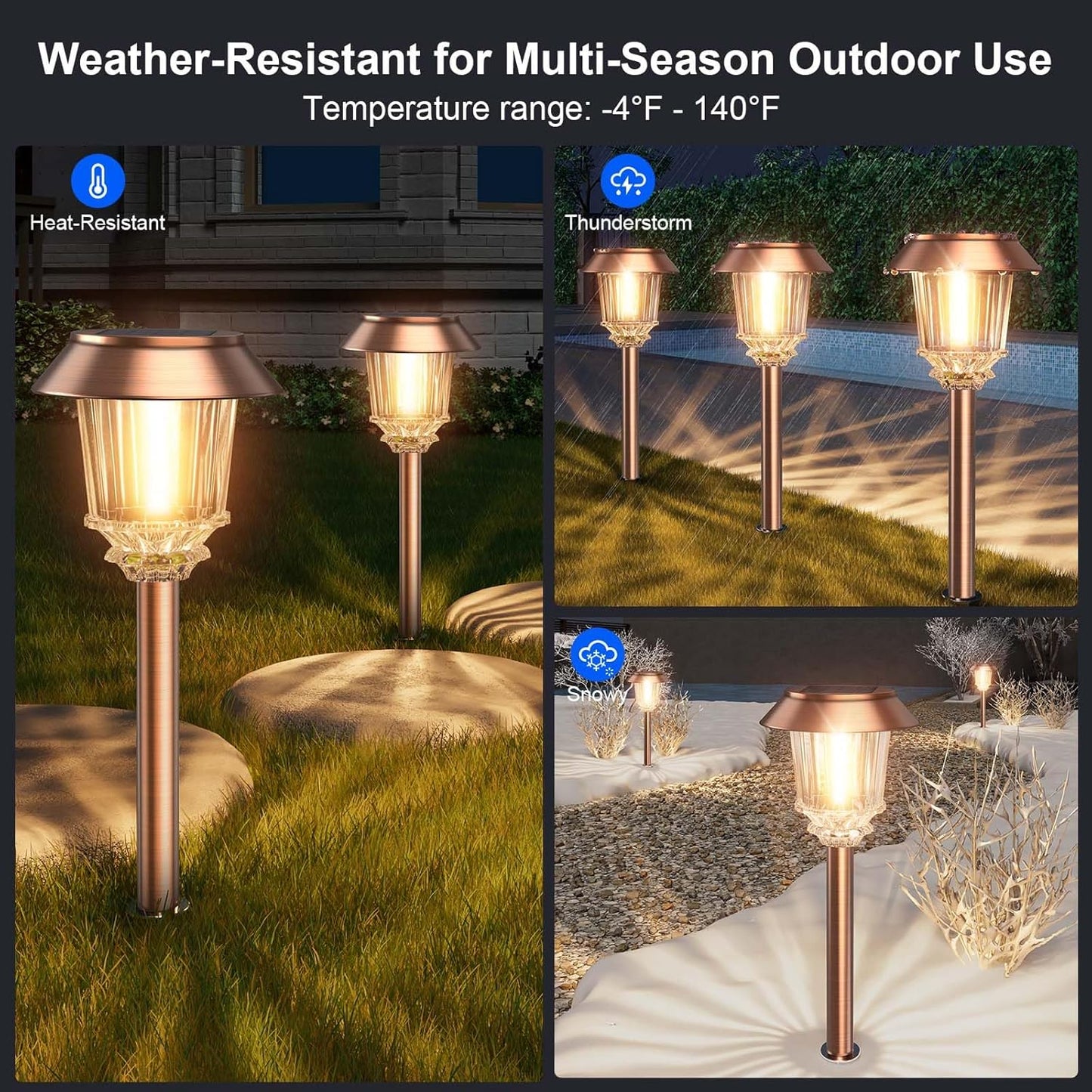 XMCOSY+ Solar Pathway Lights Outdoor - 6 Pack Solar Lights Outdoor Waterproof, 10-40 LM Dimmable Auto On/Off Solar Outdoors Lights Yard Garden Walkway Driveway (Warm White)-VerdiqueGarden