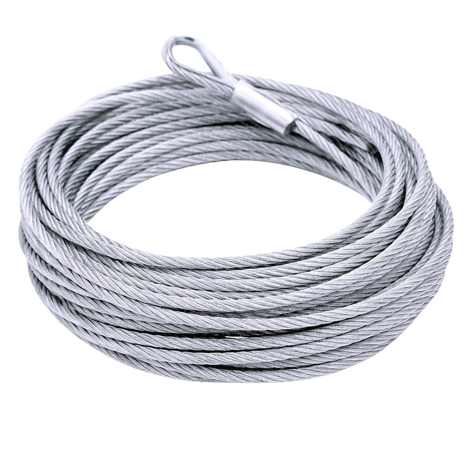 Tie Down 7x19 Aircraft Cable - Steel Cable with Loops - Deck/Zip Line/Tow/Hanging Wire - 5/32" x 46 ft with Loop-VerdiqueGarden