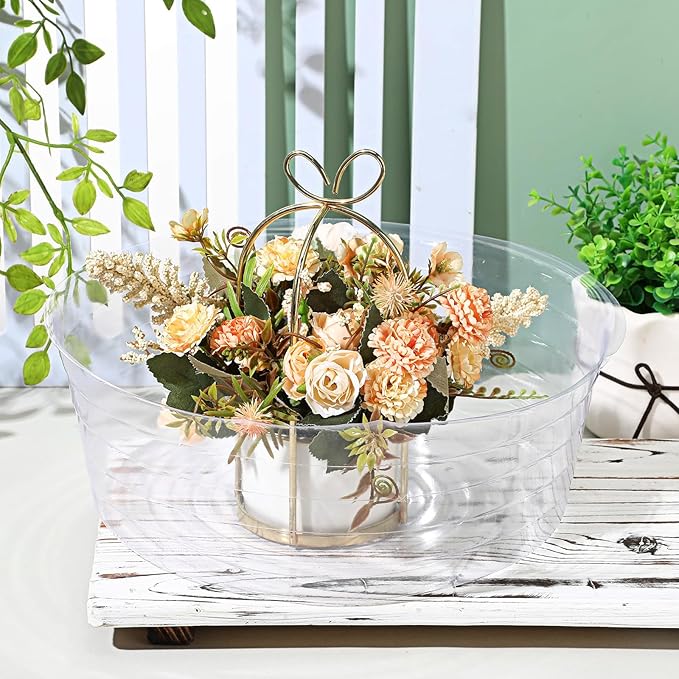 Hoolerry Plastic Plant Saucer Clear Deep Drip Tray Thickened Clear Plant Saucers Trays for Pots Deep Drip Trays for Home Garden Indoor and Outdoor Potted(15 Pcs,12 Inch)-VerdiqueGarden