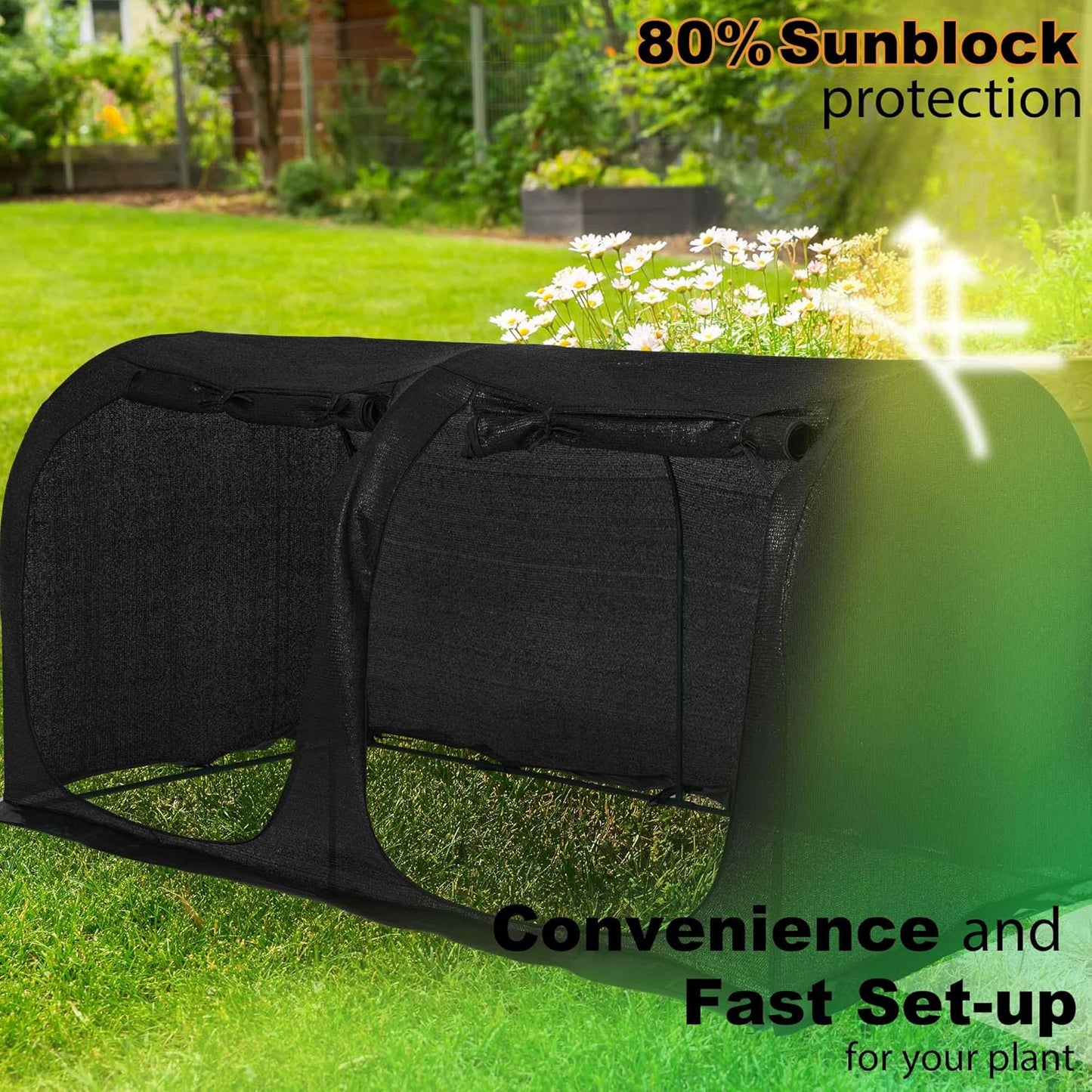 Large Tunnel 8.2'x4' Sunshade Cloth Gardening Net,Easy Set up 4FT Tall Crops Shade Cover, UV Resistant Plant 80% Sunblock Net for Vegetables,Fruits and Mini Flower Pot with Stakes and Carry-VerdiqueGarden