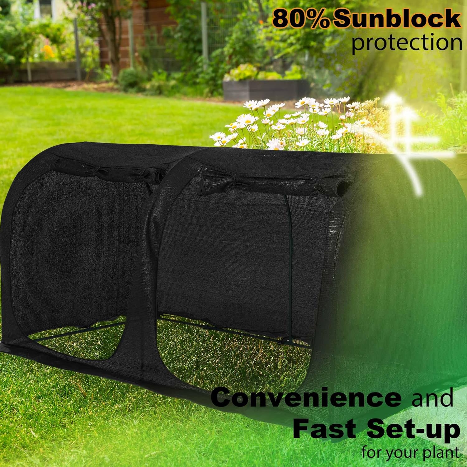 Large Tunnel 8.2'x4' Sunshade Cloth Gardening Net,Easy Set up 4FT Tall Crops Shade Cover, UV Resistant Plant 80% Sunblock Net for Vegetables,Fruits and Mini Flower Pot with Stakes and Carry-VerdiqueGarden