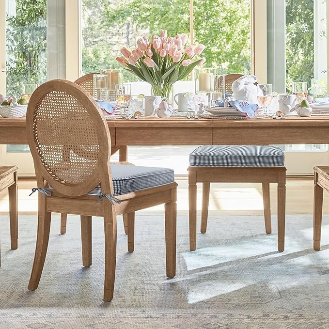 Outdoor Round Corner Seat Cushion, 17"x16"x2", Set of 4, Non Slip Seat Cushion Pads with Removable Cover for Patio Furniture, Garden Yard Lawn, Black White Mini Check-VerdiqueGarden