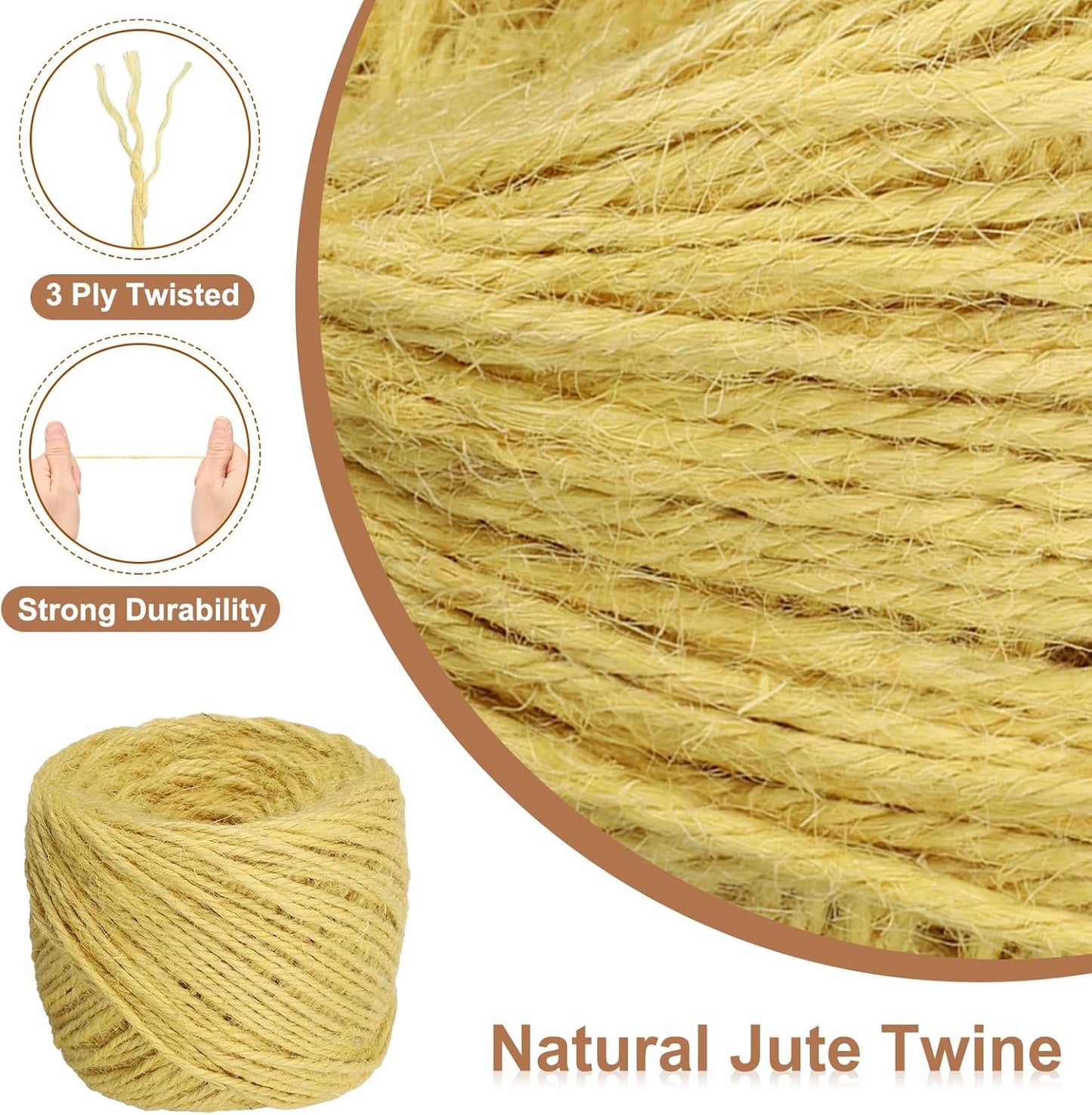uxcell 328 Feet Natural Jute Twine String,3mm Thin Garden Twine Rope Colored Plant String Cord for DIY Art Crafts Gift Wrapping Decoration Packing Gardening Plant Hanger,Yellow-VerdiqueGarden
