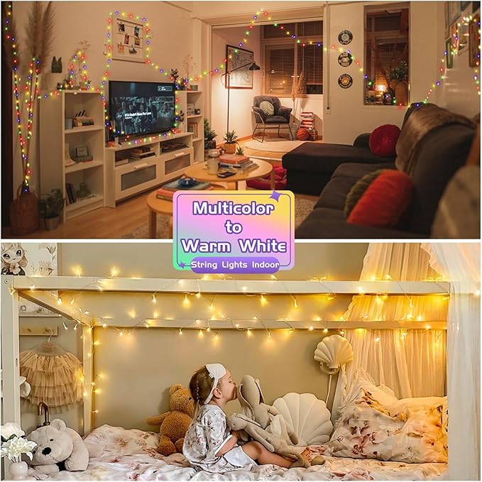 JMEXSUSS 200 LED Christmas String Lights Outdoor Waterproof, 66ft Color Changing String Lights Plug in, Warm White & Multicolor Christmas Lights for Trees Yard Wedding Xmas Party-VerdiqueGarden