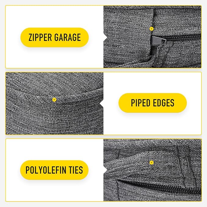 SUNROX Gel Memory Foam Chair Cushions, FadeShield Water-, Stain-Resistant Durable Reversible Seat Cushion Pads with Ties for Indoor/Outdoor Kitchen Dining Office, 19"x19", Set of 4, Heather Charcoal-VerdiqueGarden