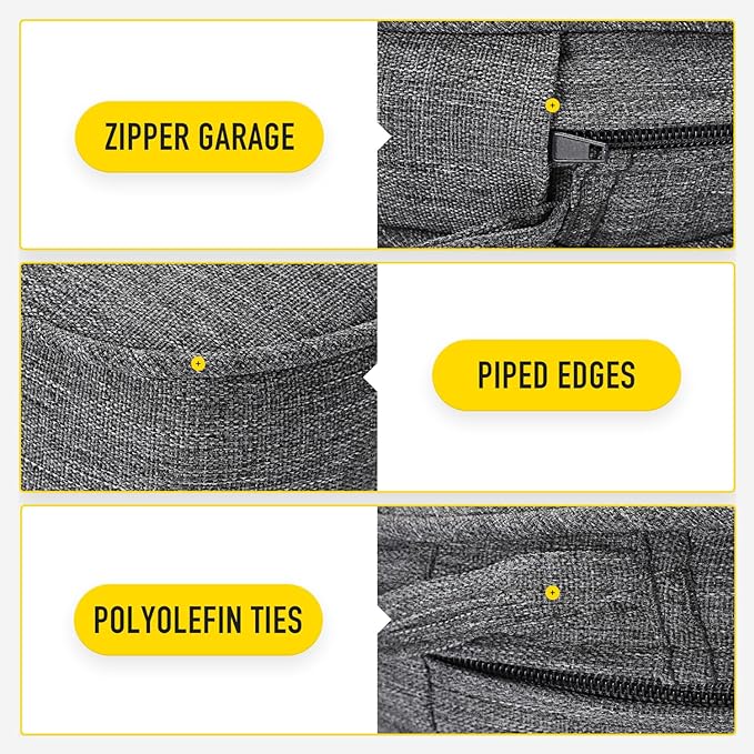 SUNROX Gel Memory Foam Chair Cushions, FadeShield Water-, Stain-Resistant Durable Reversible Seat Cushion Pads with Ties for Indoor/Outdoor Kitchen Dining Office 17"x16" Set of 6, Heather Charcoal-VerdiqueGarden