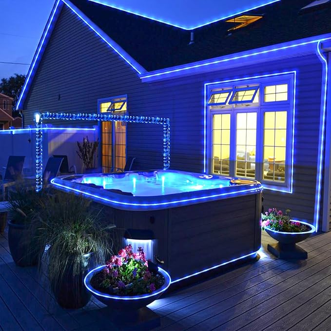 Rope Lights for Outside, 164FT 500 LED String Lights Outdoor with Waterproof 8 Modes, Flexible Plug in Twinkle Fairy Light for Indoor Bedroom Garden Pool Tree Wedding Decorations, Blue-VerdiqueGarden