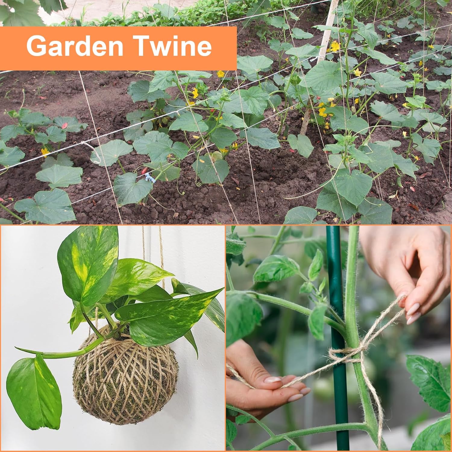 Twine String, 3mm 820FT Jute Rope for Handmade Arts Crafts Gift Wrapping, Burlap String for Gardening Climbing Plant, Hemp Cord for Halloween Christmas Wedding Decoration-VerdiqueGarden