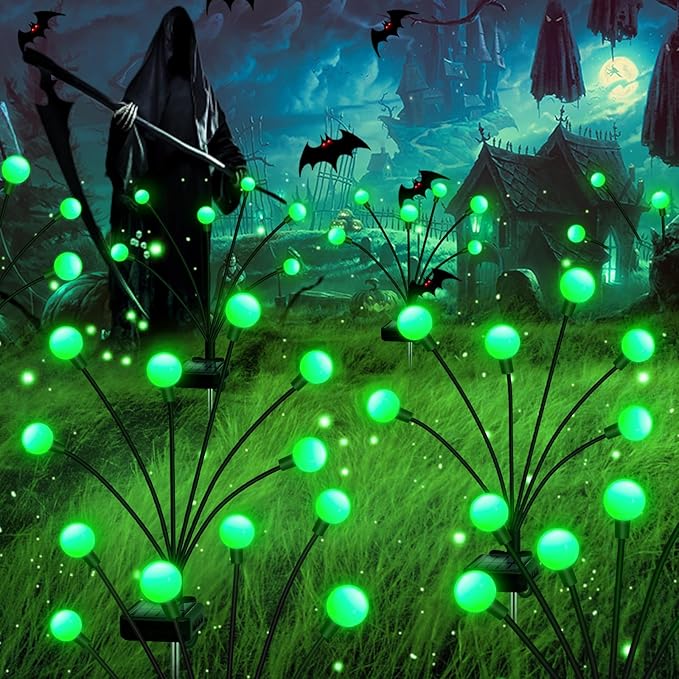 Solar Garden Lights Outdoor, 4 Pack 24LED Waterproof Solar Powered Lights for Yard Pathway Patio, Swaying Lawn Decor as Gardening Gifts for Women Holiday(4 Pack Green)-VerdiqueGarden