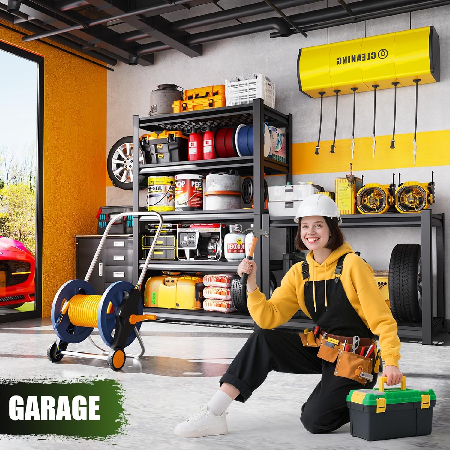 Garage Shelving 5 Tier Metal Shelves Adjustable Garage Storage Shelves Storage Rack 3000LBS Heavy Duty Industrial Shelving Unit Wire Shelf Rack Shelf for Storage Room, Basement,45.7”W×19.7”D×81.1 ”H-VerdiqueGarden