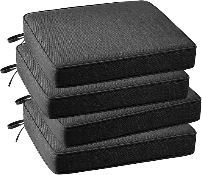 Outdoor Sunbrella Square Corner Seat Cushion, 18.5"x16"x3", Set of 4, Non Slip Seat Cushion Pads with Removable Cover for Patio Furniture, Garden Yard Lawn, Spectrum Carbon-VerdiqueGarden