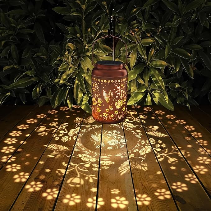 Solar Lanterns Outdoor Waterproof Hummingbird Garden Decor Mothers Day Gifts for Women Mom Grandma Hanging Solar Lights Metal Solar Decoration Outside for Yard, Backyard, Patio Deals-VerdiqueGarden