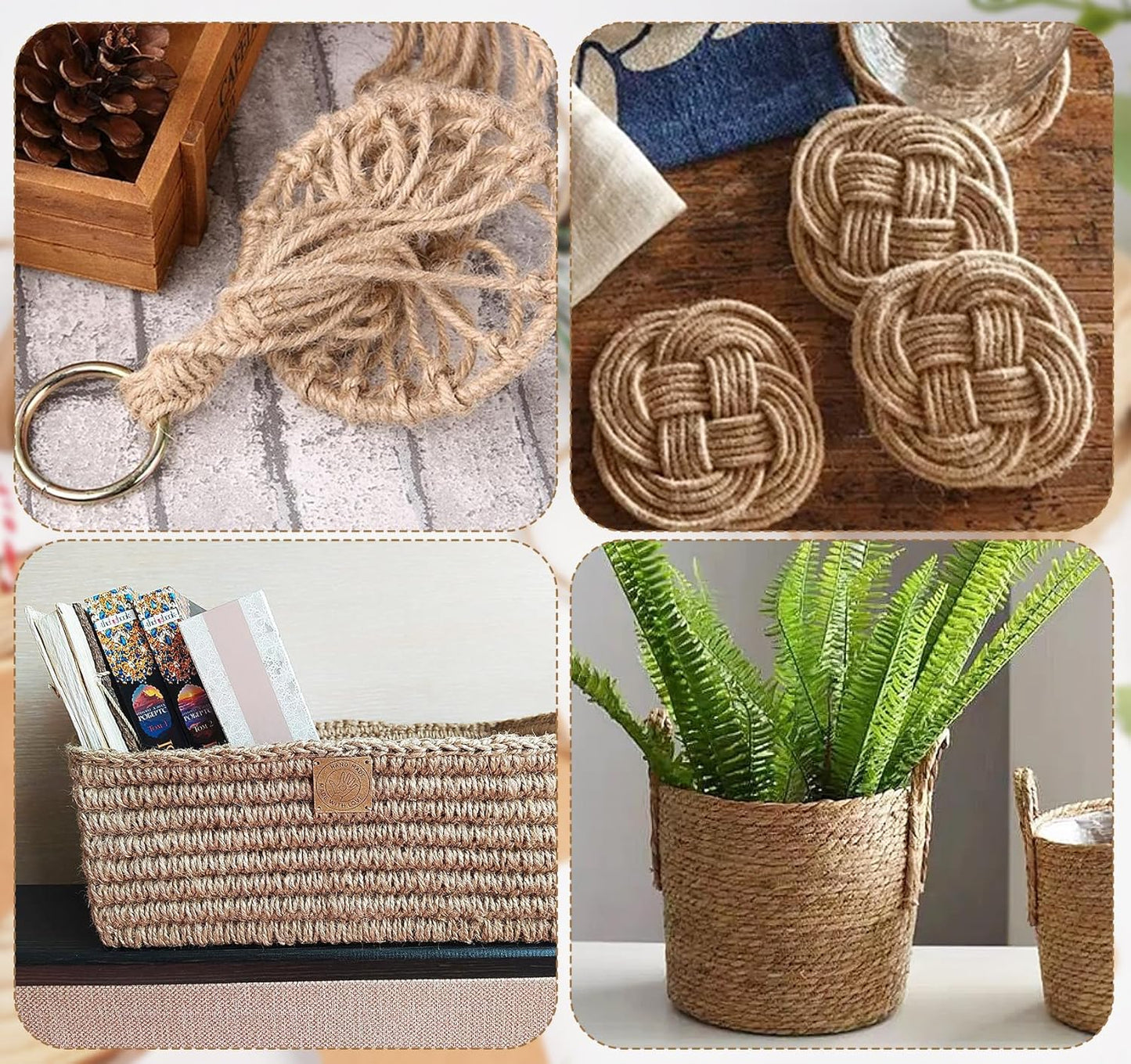 5mm Jute Twine,98 Feet Twisted Jute Rope, Garden Twine, Heavy Duty and Thick Twine Rope, Garden, Arts & Crafts, Home Decor, Packaging Braided-VerdiqueGarden