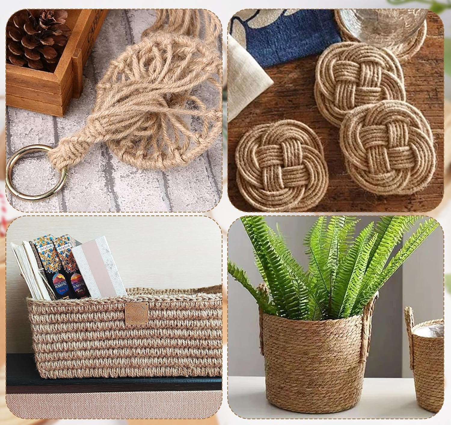 5mm Jute Twine,98 Feet Twisted Jute Rope, Garden Twine, Heavy Duty and Thick Twine Rope, Garden, Arts & Crafts, Home Decor, Packaging Braided-VerdiqueGarden