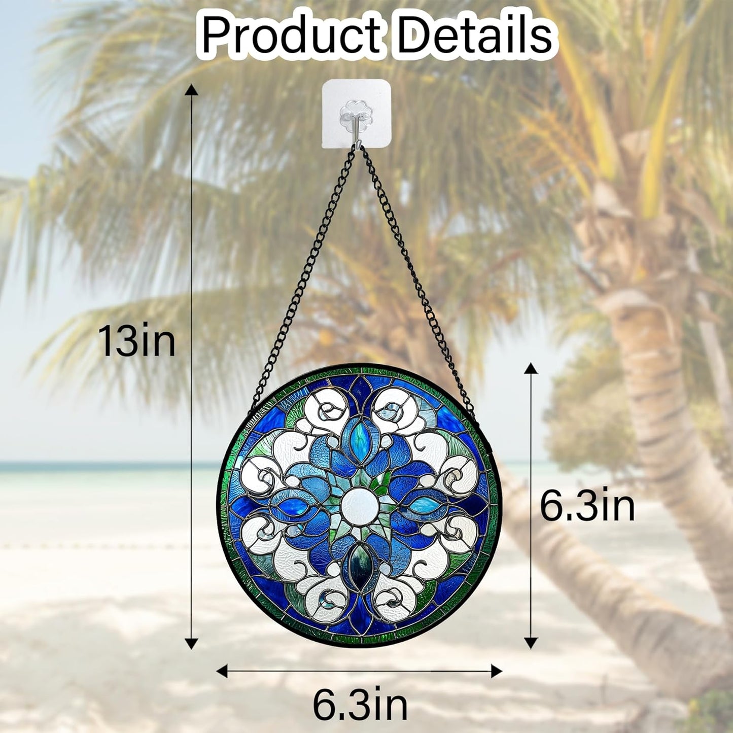 Stained Glass Window Hanging, Boho Style Sun Catchers Diamond Glass Panel Hangings Tiffany Suncatcher Decor for Birthday for Women, Men, Wife, Aunt, and Mom 6.3 in-VerdiqueGarden