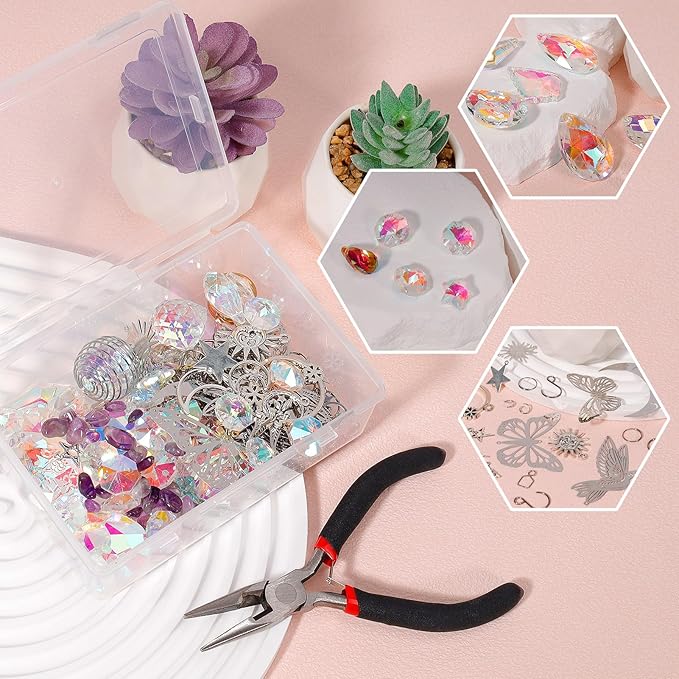 10 Set DIY Suncatcher Making Kits,Crystal Suncatcher Prism Hanging Kit with Hooks/Chain Rainbow Maker,Make Your Own Decorative Hanging Suncatcher for Adults Wedding Windows Home Garden-VerdiqueGarden