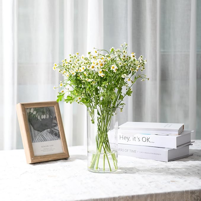 Clear Flower Vase, Non-breakable Vases, 5" W x 8" H, Acrylic Vase, Aesthetic Room Decor Cylindrical Modern Flower Vases for Table Centerpiece, Home Decor, Women Floral Arrangement Gift-VerdiqueGarden