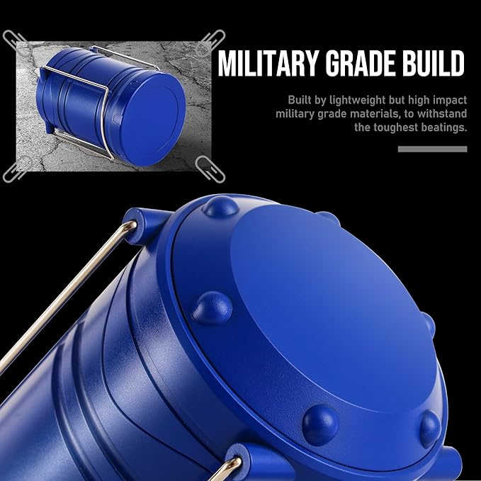 Lichamp LED Camping Lantern, 4 Pack Battery Powered Flashlight for Power Outages, Portable Collapsible Hanging Light Essential for Home, Outdoor, Emergency Lamp Survival Kit Gear for Hurricane, Blue-VerdiqueGarden