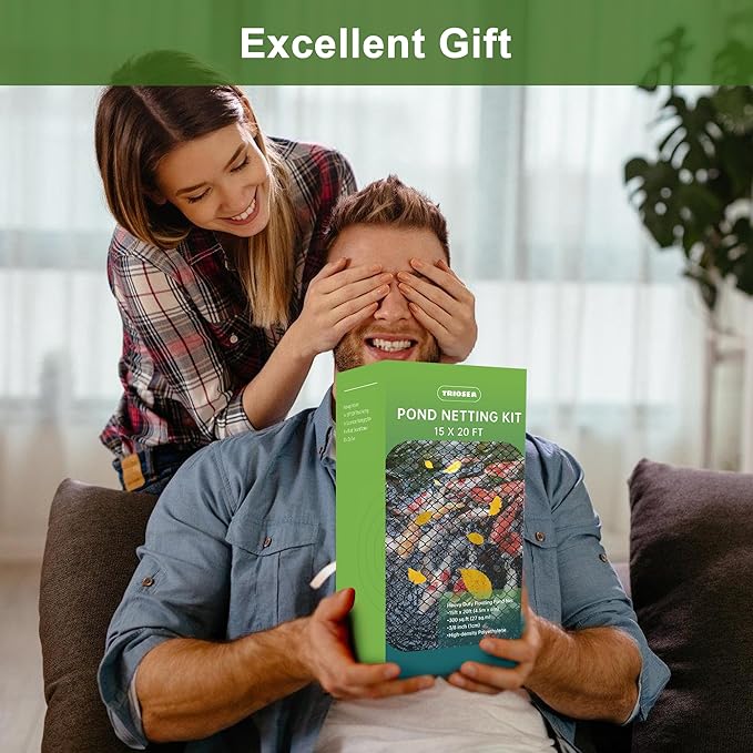 Pond Netting, Pond Netting for Koi Ponds 15 x 20 FT Pond Net, Heavy Duty Woven Fine Mesh Pond Garden Pool Netting Kit for Leaves to Catch Leaves and Debris, Protects Koi Fish from Birds Cats Predators-VerdiqueGarden