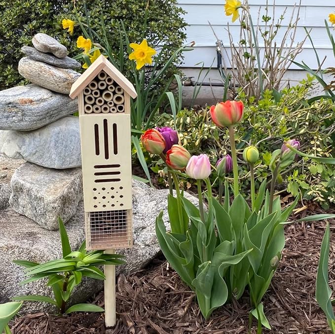 Wooden Insect House, Insect Hotel for Bugs, Bees, Butterflys, Ladybirds, Natural Beneficial Insect Habitat for Garden and Yard-VerdiqueGarden